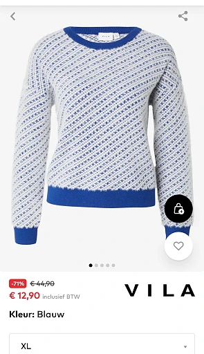 VILA trui 'VIASHLEY' in blauw enkel maat XL -70% bij aboutyou.be