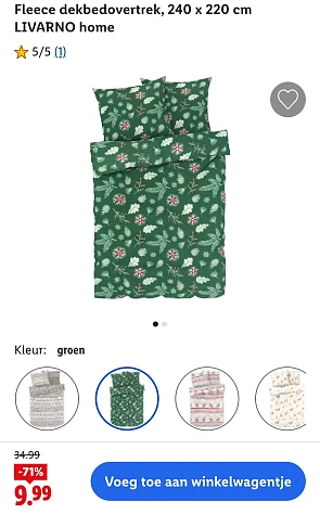 Fleece dekbedovertrek, 240 x 220 cm LIVARNO home -71% op lidl.be