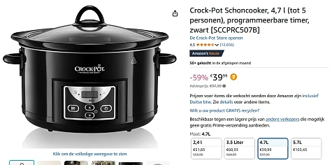 crockpot bij amazon