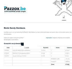 Gratis verzending pazzox