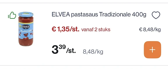 Elvea pastasaus tradizionale 400 gram -60%