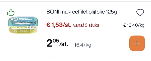 Boni makreelfilet en bifi worst goedkoper