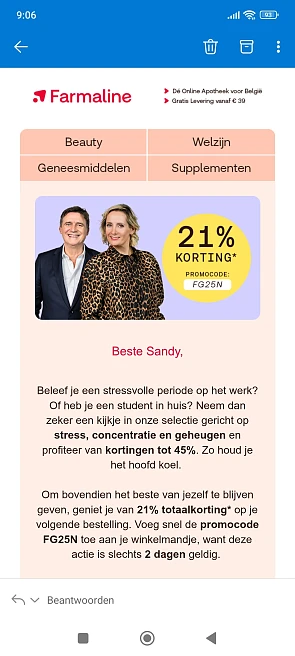 Farmaline: 21% korting