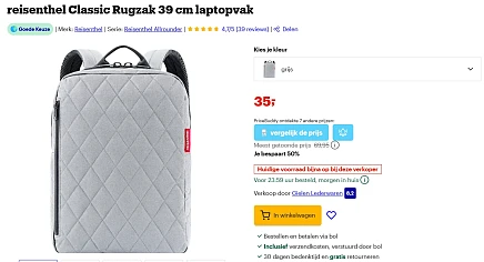 Tot -50% op Reisenthel rugzak met laptopvak