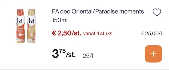 Fa producten 4 voor 10€ reactie Kruidvat