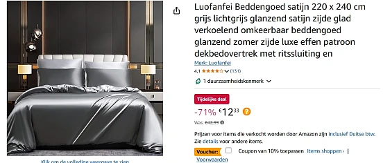 beddengoed satijn bij amazon