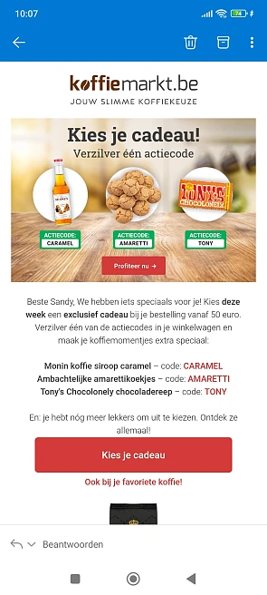 Geschenk naar keuze bij koffiemarkt