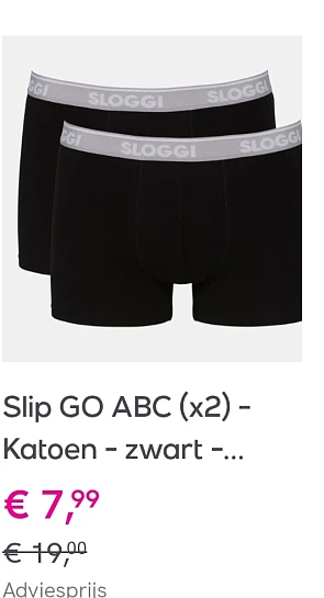 Sloggi slip go abc x2 zwart enkel maat S bij veepee.be