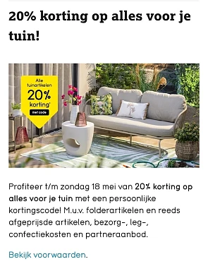 20% korting op alles voor je tuin bij Leen Bakker