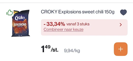 Croky chips explosions -33,34% bovenop reactie Delhaize