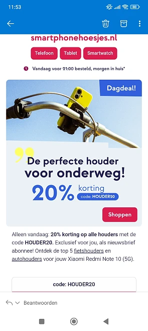 smartphonehoesjes: - 20% op houders