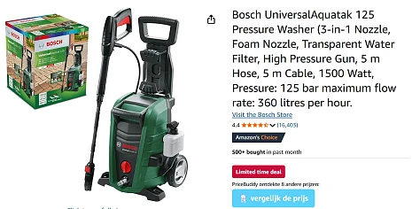 Bosch UniversalAquatak 125 hogedrukreiniger -46% bij Amazon DE