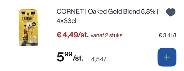 Cornet bier tot -25% korting reactie op Delhaize