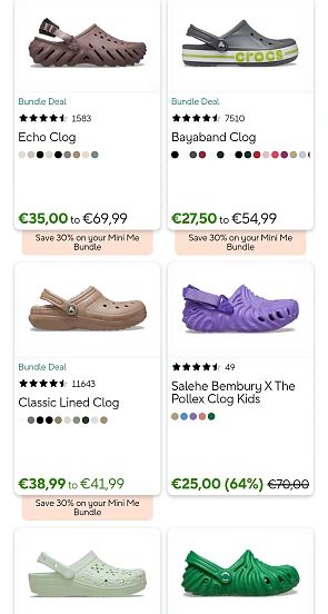 Van sandaal tot schoen bij Crocs uitverkoop tot 30%