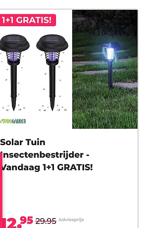 Solar tuin insectenbestrijder - Vandaag 1+1 gratis -57% bij voordeelvanger.nl