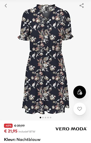 Vera moda blousejurk in nachtblauw enkel maat 34 -45% bij aboutyou.be