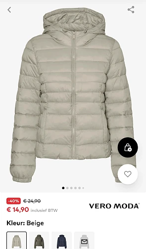 Vero moda tussenjas 'VMMAY' in beige enkel maat S en M -40% bij aboutyou.be