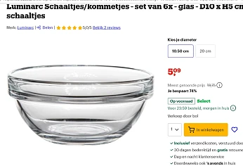 Luminarc Schaaltjes/kommetjes