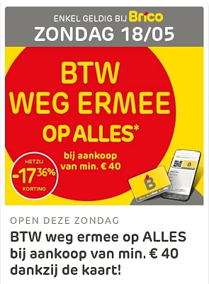 Deze zondag: btw-cadeau bij Brico