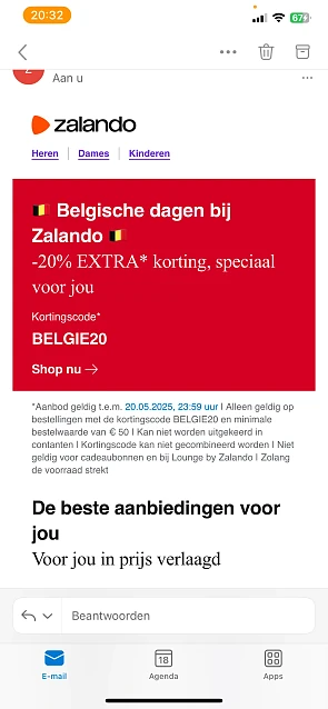 20% extra korting bij Zalando