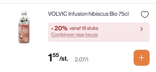 Volvic infusion hibiscus bio reactie Albert Heijn