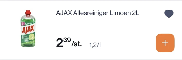 Ajax limoen allesreiniger 2L -50%. Reactie Albert Heijn