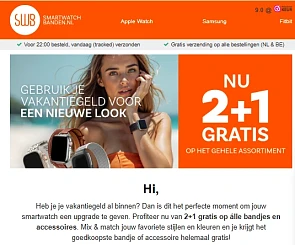 smartwatchbanden.nl: 2+1 gratis op alles