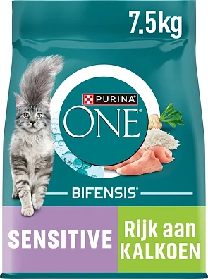 Purina ONE Adult Sensitive - Kattenvoer Droogvoer - Kalkoen - 7,5 kg