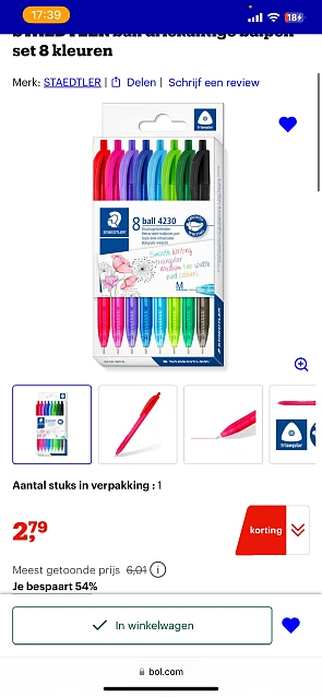 STAEDTLER ball driekantige balpennen 8 kleuren.