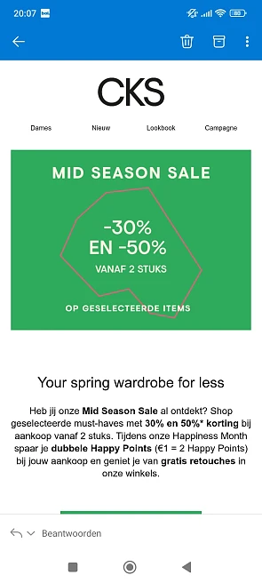 Cks mid season: -30% tot -50% korting