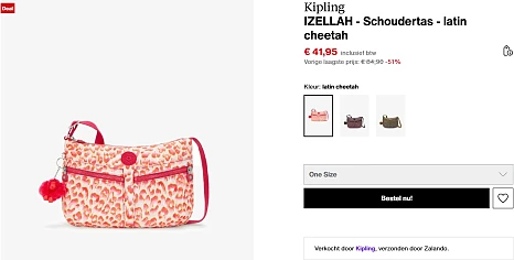 -51% Kipling handtas bij Zalando