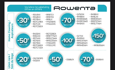 cash back op Rowenta