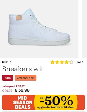 50% korting op deze Nike sneakers bij Torfs