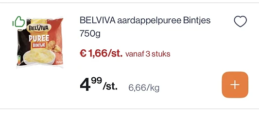 Belviva aardappelpuree bintjes 750 gram
