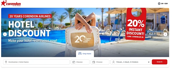 Net gezien bij Corendon Airlines: tot 20% korting op vluchten én 20% op hotels!
