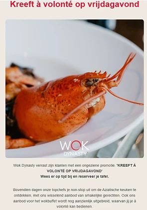 Vrijdag 🦞 Kreeft à volonté bij Wok Dynasty