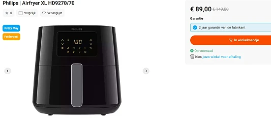 Philips | Airfryer XL met €60 korting bij Krefel