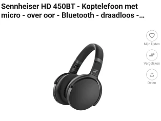 Sennheiser HD 450BT - Koptelefoon met micro met 40% korting bij Fnac
