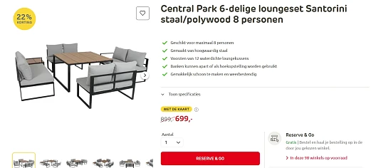 Central Park 6-delige loungeset Santorini