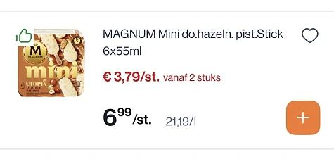 Magnum mini do hazelnoot pistache stick -50%