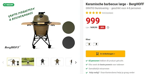 Keramische barbecue large - BergHOFF voor €999 ipv €1.608,90