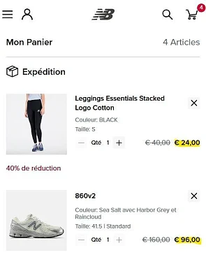 € 123,50 korting gehad op mijn bestelling van New Balance!