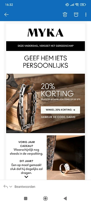 20% korting op Vaderdag cadeaus bij myka