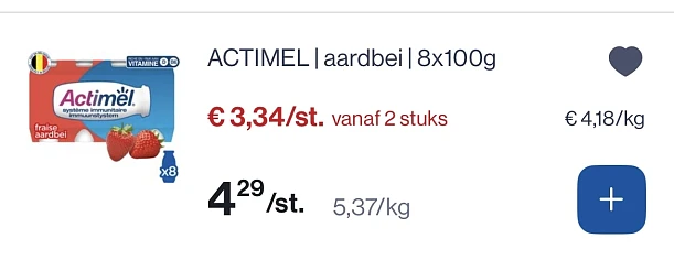 Boni Halfvolle melk en actimel goedkoper