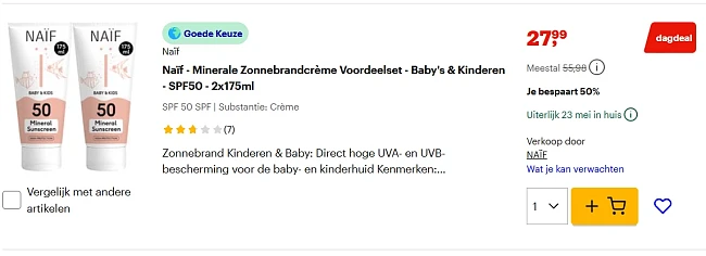 Tot -53% op Naïf verzorging bij Bol