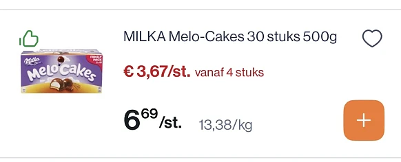 Milka melo-cakes 30 stuks -45%