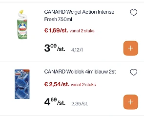 Canard wc gel en blokjes goedkoper