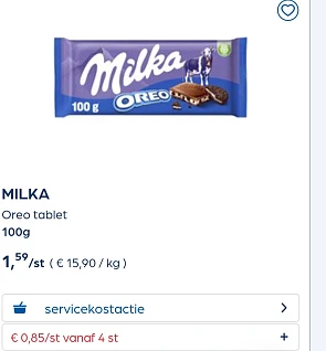 Milka chocoladetablet veel goedkoper