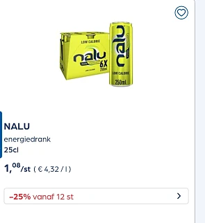 Nalu energiedrank 25cl -25% extra