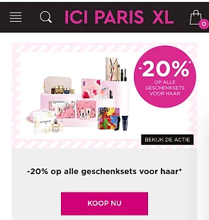 Geschenkset met 20% korting bij ICI Paris XL
